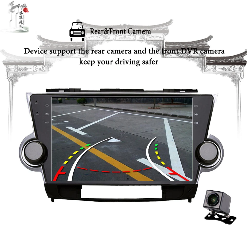 Best 10.1" Car GPS Navi glonass tape recorder video head unit Android 8.1 for Toyota Highlander 2009-2013 with 3/4G BT WIFI SWC RDS 5