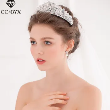 

CC Jewelry Crowns Tiaras Bridal Crystal Pearl Wedding Hair Accessories For Women Party Headwear Queen Brides Shinning Gifts 0325