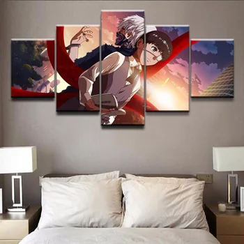 

Modular Pictures Wall Art Poster HD Printed Canvas 5 Pieces Anime Tokyo Ghoul Role Painting Home Decoration Living Room Frame