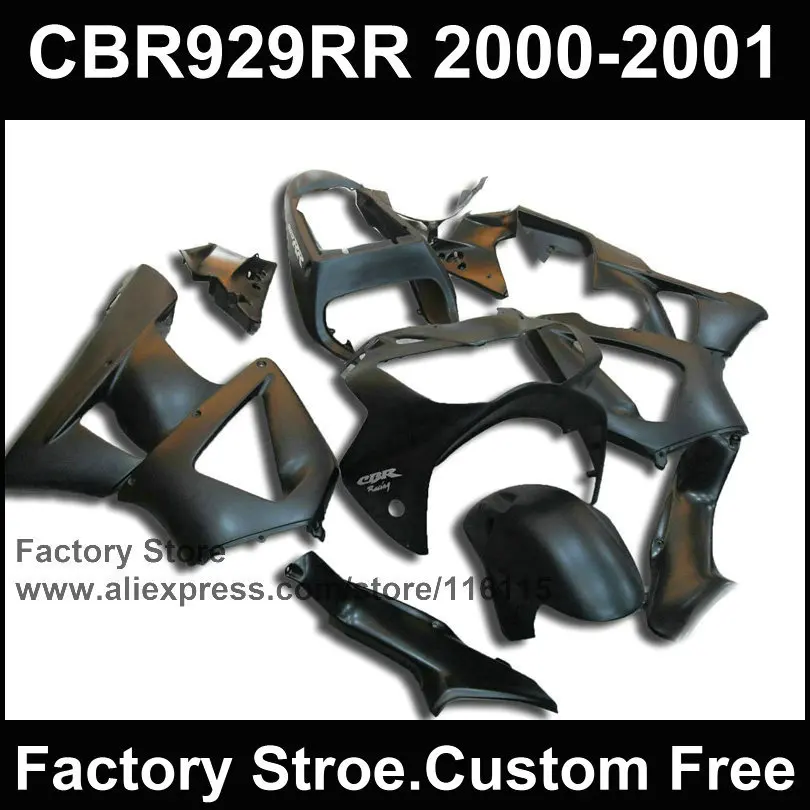 

Custom free Motorcycle fairings kit for HONDA 2000 2001 CBR929RR CBR 929RR 00 01 CBR900RR matte black body repair fairings parts