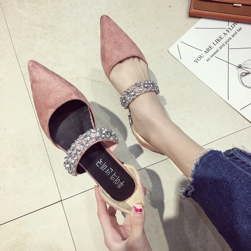 

Women's shoes pumps 2018 spring and autumn new fashions,low heels and diamonds sparkling, sharp, shoes.