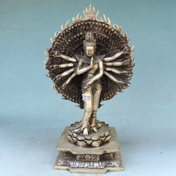 

Rare Old Ming Dynasty silver Thousand hands Buddha statue / sculpture,hand-carved crafts,Decoration,Free shipping,