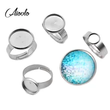 10 шт./лот, регулируемые кольца из нержавеющей стали, пустая база, подходит для 6, 8, 10, 12, 20, 25 мм, Стеклянные Кабошоны, пуговицы; кольца