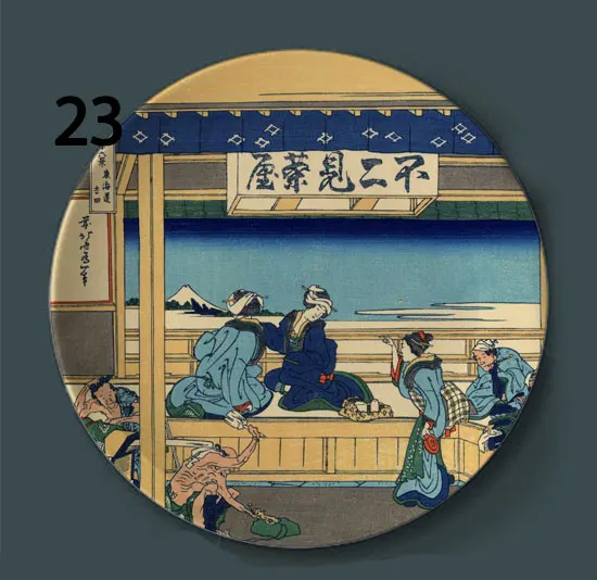 Tomitake Thirty Six King декоративная тарелка подвесная тарелка Hokusai Японский керамический диск плавающий мир живопись украшение на стену - Цвет: 23