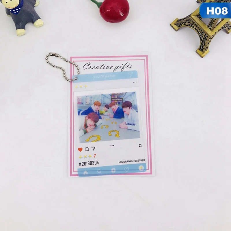 1 шт. K-pop BLACKPINK TWICE GOT7 TXT SEVENTEEN ПВХ прозрачная подвесная цепочка фото карта альбом Фотокарта для фанатов коллекция подарок - Цвет: 08