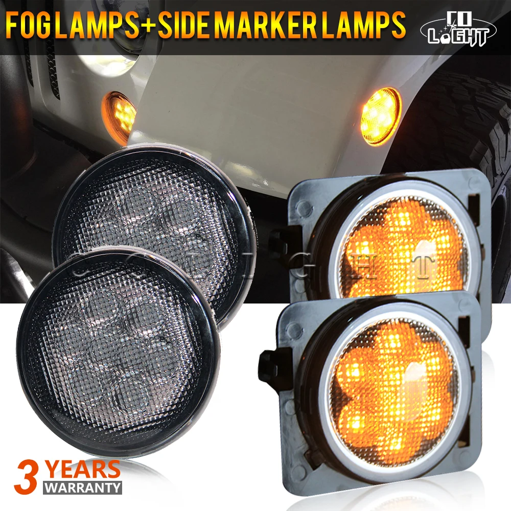 

CO LIGHT 4PCS/Lot LEDs Light Amber Front Fender LED Side Light Parking Turn Lamp For Jeep Wrangler 07-16 4X4 Off Road 12V 24V