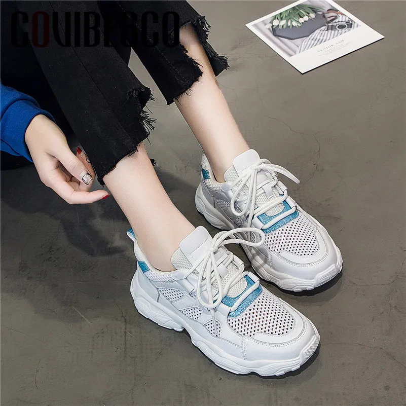 

COVIBESCO Comfortable Breathable Mesh Genuine Leather Women Flats Spring Summer New Casual Shoes Woman Hollow Women Sneakers