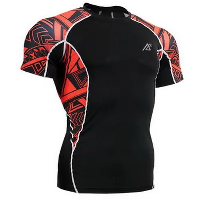 Мужские Спортивные Компрессионные рубашки с короткими рукавами с принтом MMA YOGA тренировочные рубашки - Цвет: C2S B2