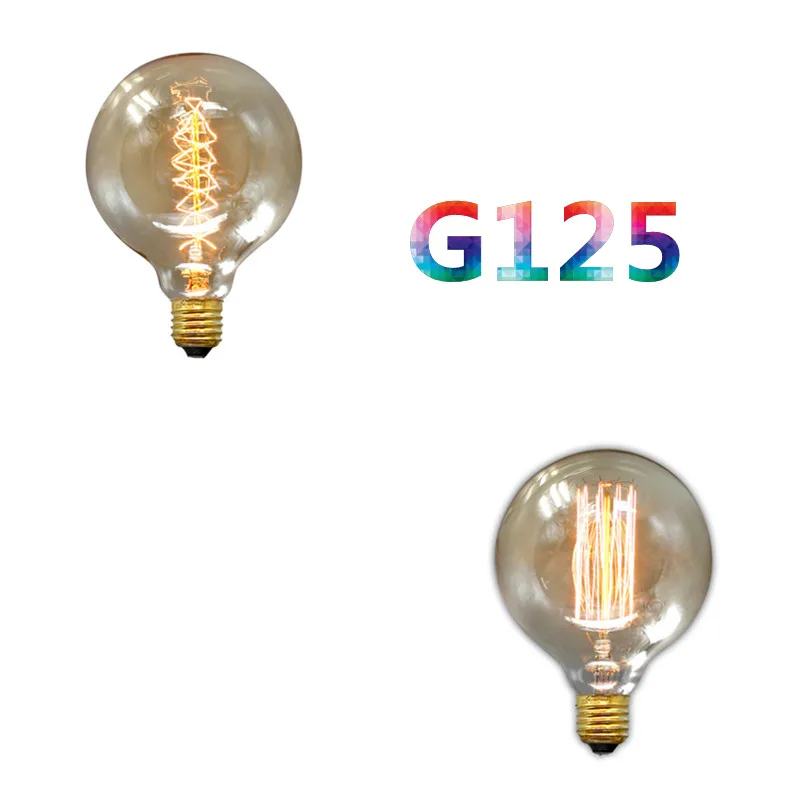 

BOKT Edison Bulb E27 Retro Lamp G125 Vintage Incandescent Bulb 220v Holiday Lights 40W Filament Lamp Lampada Home Decor 2 Pack