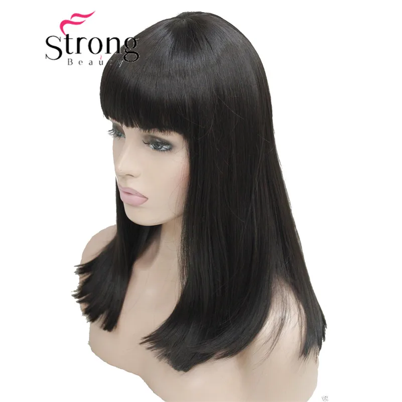 L-5339+15 #4 Medium length heat ok dark brown dot skin top theater cleopatra wig (5)