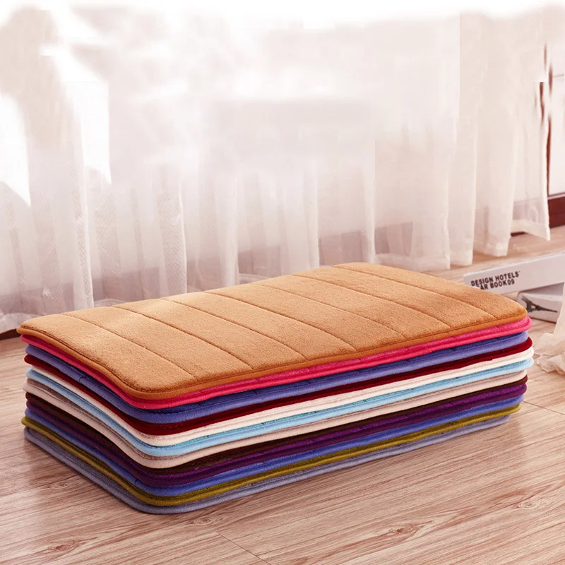 Water Absorption Rugs Solid Bathroom Mats Shaggy Memory Foam Bath Mat