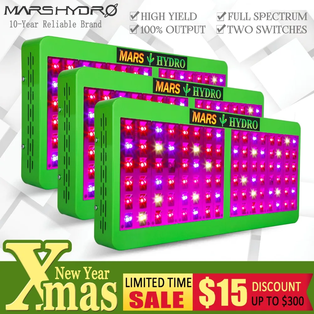 Mars Hydro 3PCS Reflector 480W Full Spectrum LED Grow Light Veg/Bloom