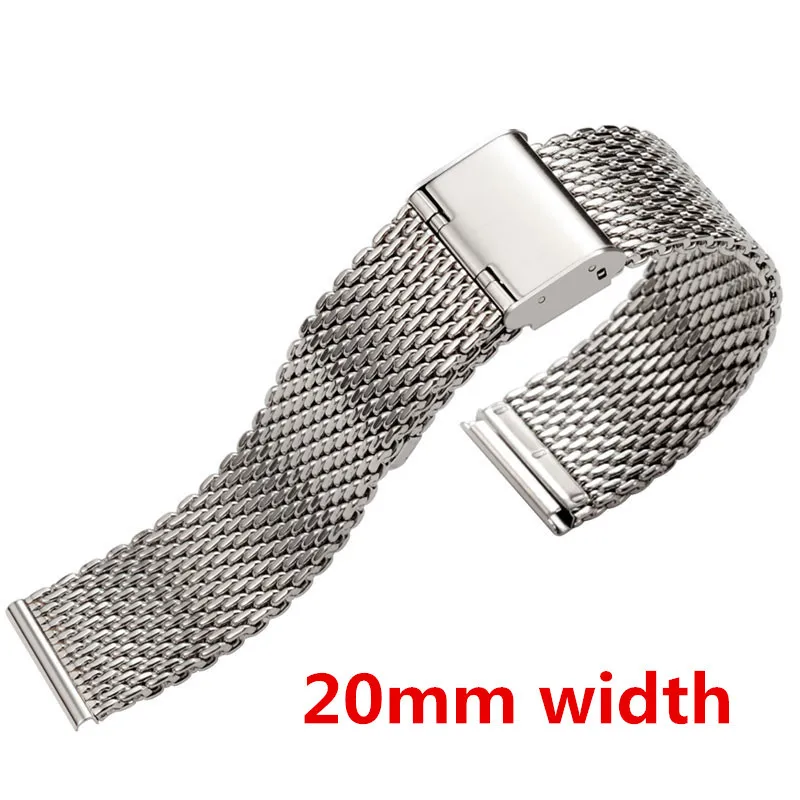 

Smart Watch Free Shipping 20mm Width Silver Color Stainless Steel Mesh Watch Strap Band Buckle With 2 Spring Bars GD010620