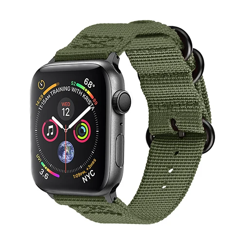 Лидер продаж нейлоновый ремешок для наручных часов для Apple Watch Series 4 5 42 мм 44 мм мягкий спортивный кожаный браслет 38 мм 40 мм, ремешок для наручных часов iwatch 1/2/3 - Цвет ремешка: ArmyGreen