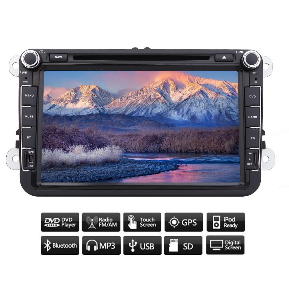 EINCAR Car DVD GPS RADIO Player Window CE 6.0 OS for VW Volkswagen CC Jetta Passat Tiguan Polo Golf Skoda Color Black 7 Inch Free Map Navigation Mp3 Player Canbus System