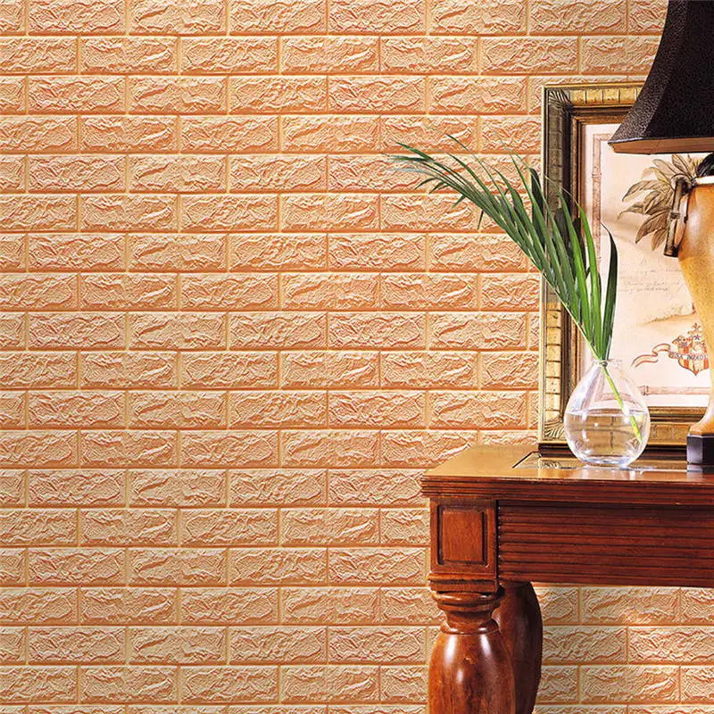 

PE Foam 3D Wallpaper DIY Wall Stickers Wall Decor Embossed Brick Stone