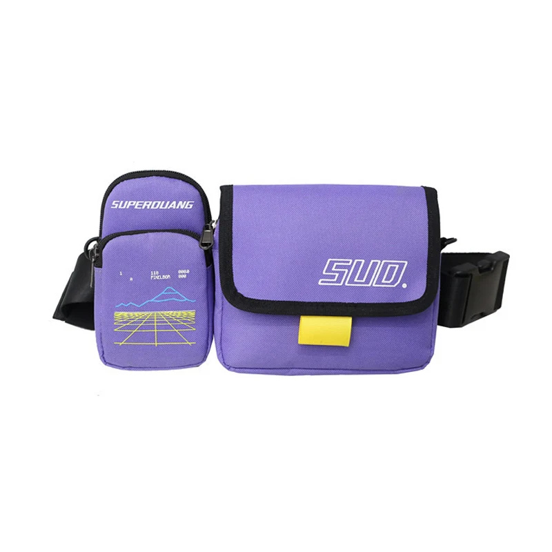 Холщовая нагрудная сумка мужская Персонализированная тактическая сумка Повседневная поясная Сумка дорожная поясная сумка Съемная уличная стильная поясная сумка унисекс B195 - Цвет: Purple Chest bag