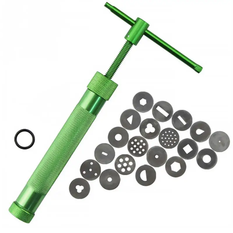 

Clay Cube Sugar Cake Extruder Tool Roaster Gun Sculpture Mold Craft with 20 Tips