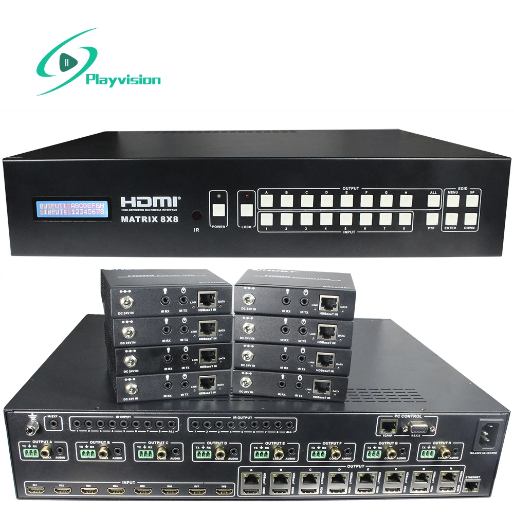 4k HDMI матрица 8x8 HDBaseT Расширенный CAT5e/6/7 100m Поддержка HDMI2.0 HDCP 2 4K 3D 1080p IR RS232 EDID