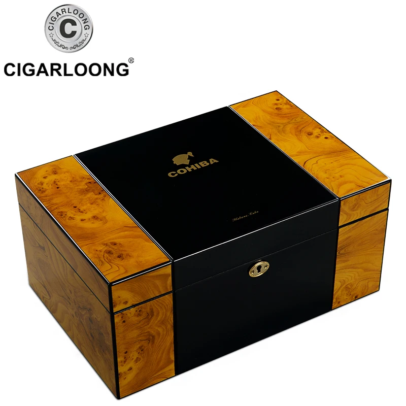 COHIBA Cigar Humidor Multi-Layer Cedar Wooden Cigar Humidor Large Capacity Cigar Moisturizing Box Portable Travel Case Fit 150pc