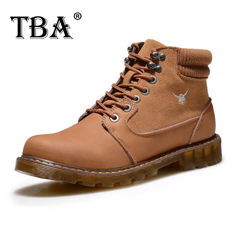 

2017 TBA 8078# Men's British Trend Warm Casual Boots Brown Cow Split with Flock Upper Muscle Outosle Male Walking Shoes
