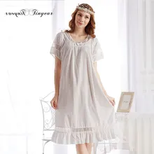 2016 High quality women nightgown short sleeve round collar night dress cotton fashion women’s long sleep & lounge wear 4 colors