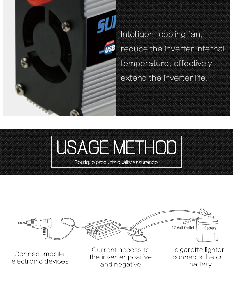 DC12V к AC220V 200 Вт Модифицированная синусоида Мощность автомобильный инвертор с универсальный разъем и USB интерфейс