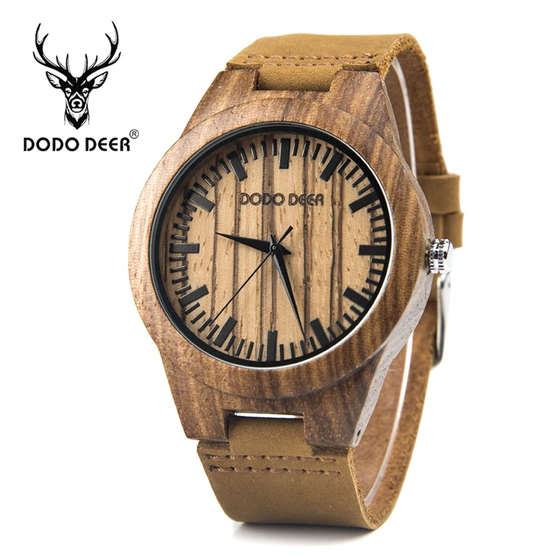

DODO DEER Japan Movement Wood Wrist Watches Men OEM Natural Zebra Wooden Watch Custom Your Logo Special Gifts for Men bA19-1