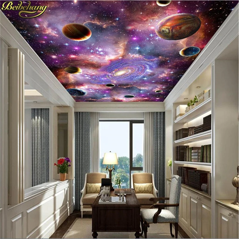 Beibehang-galaxy 3d Papel de Parede Galaxy Wallpaper Murais Cósmicos d Papel de Parede para Teto Foto Personalizada