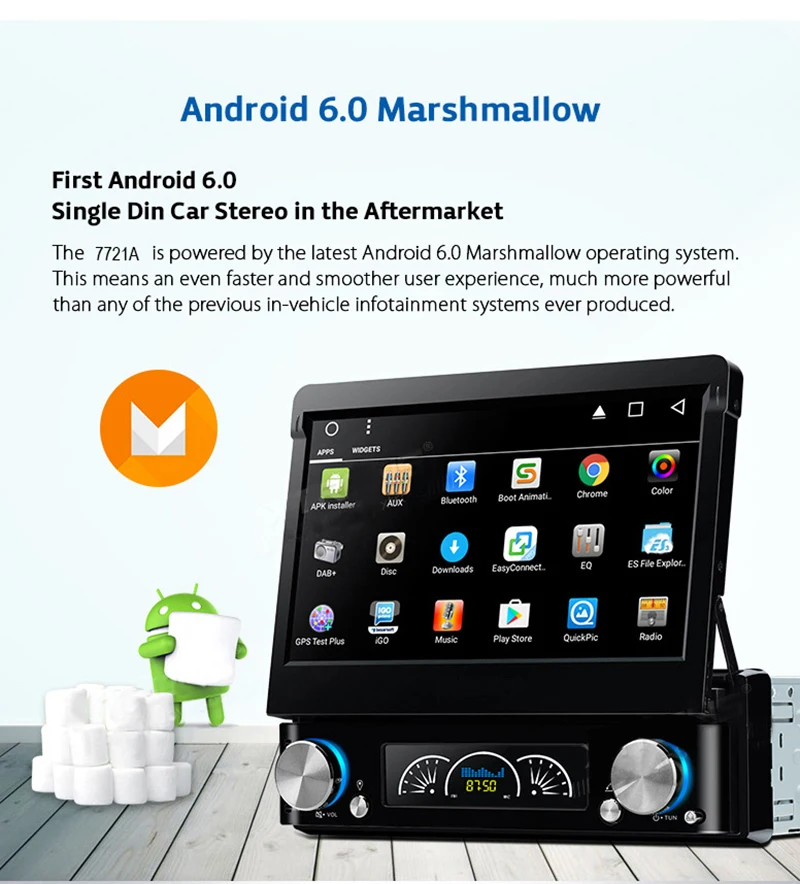 Discount HIFIF 7" Universal 1 Din 800*480 Android 6.0 Car Audio DVD Player+Radio+GPS+Autoradio+Stereo+BT+PC+DVD Automotivo+SD USB RDS Aux 7