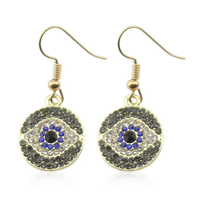 Turkish Evil Eye Earrings With Crystal Good Luck Popular Women Jewelry