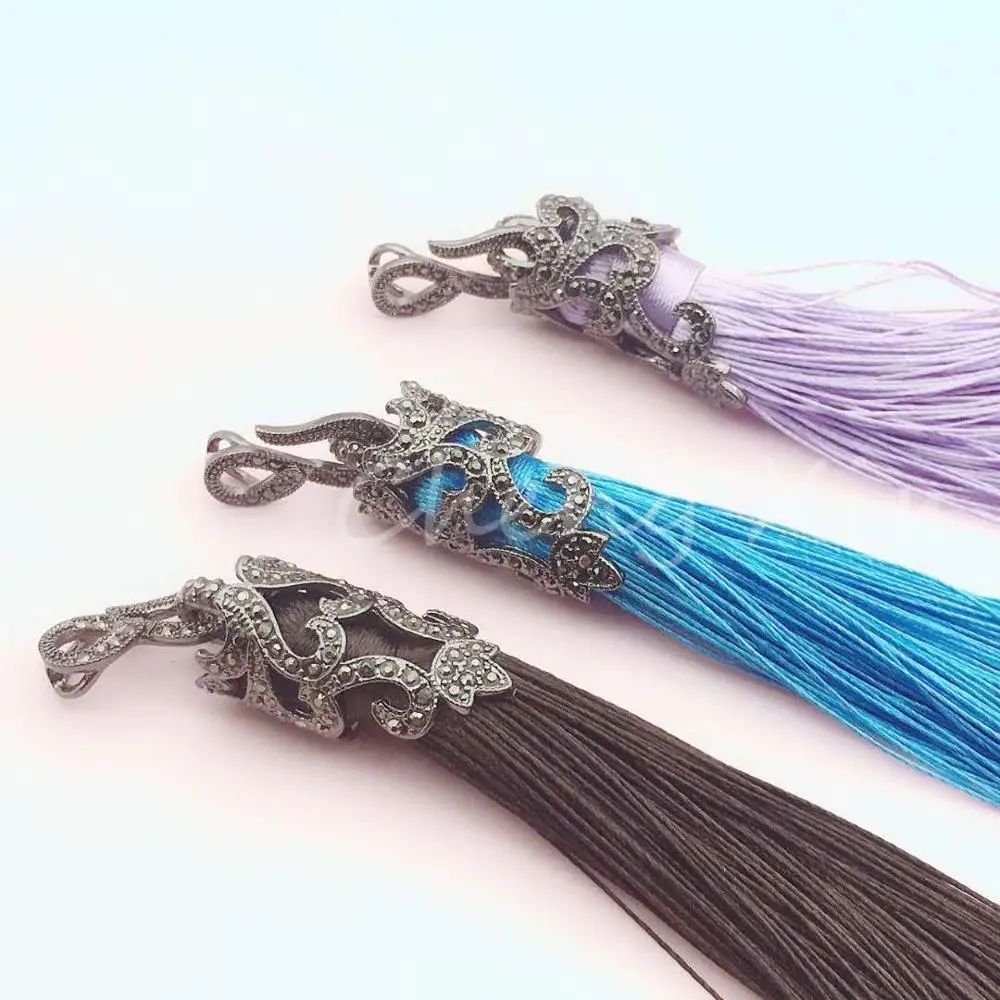 

Solid color silk thread pendant connector DIY make necklace