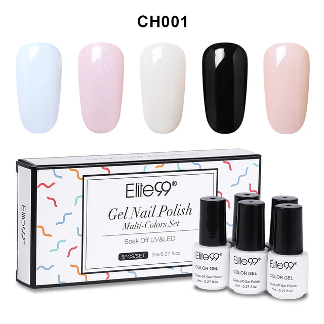 Elite99 5 teile/los Geschenk Sets Box 7ml UV Heiße Verkäufe Farbe Reine Farbe Gel Polnischen Vernis Tränken Lange Laser nagel Primer Gel Lacke