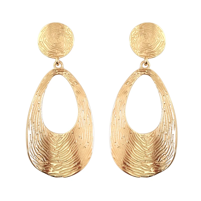 

Hollowed Dsic Spirals Whorls Shell Textured Ellipse Clip Earrings No Piercing Big Round Circle Tear Water Drop Clip on Earrings