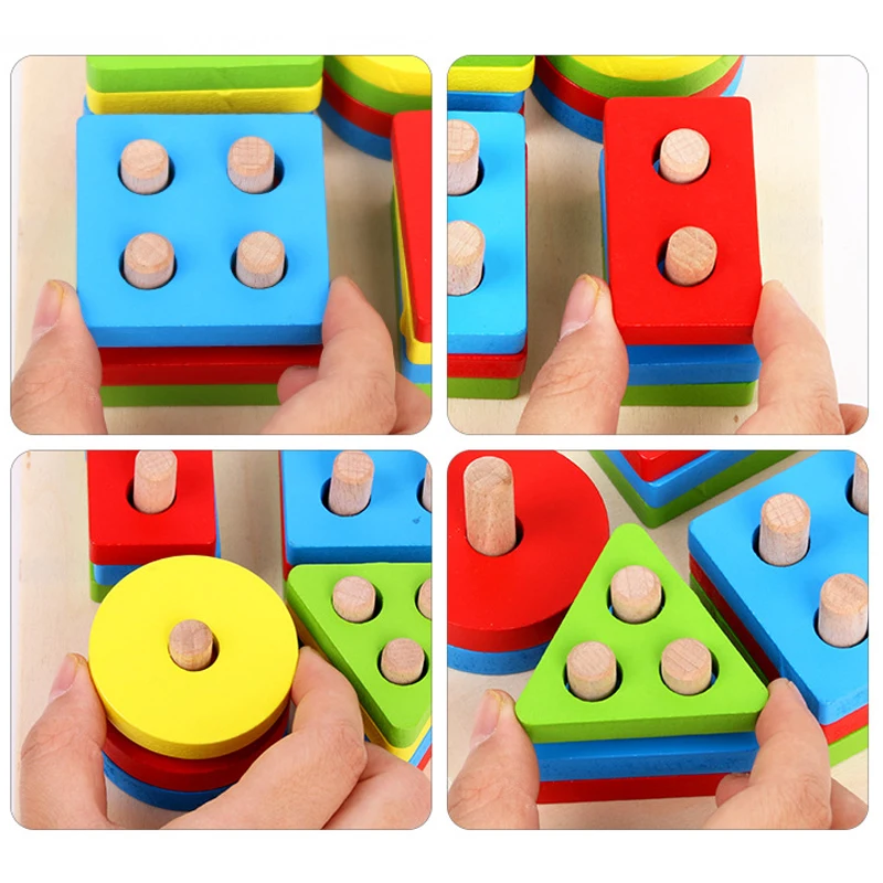 Монтессори игрушки Обучающие деревянные игрушки для детей Раннее Обучение упражнения ручная способность геометрические формы Соответствующие игры
