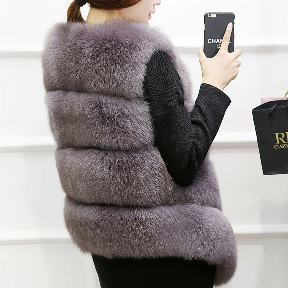 New Fashion Ladies Faux Fur Sleeveless Vest Waistcoat Gilet Wrap Jacket 2018 Outwear Womens Thick Vests Plus Size S-3XL overcoat