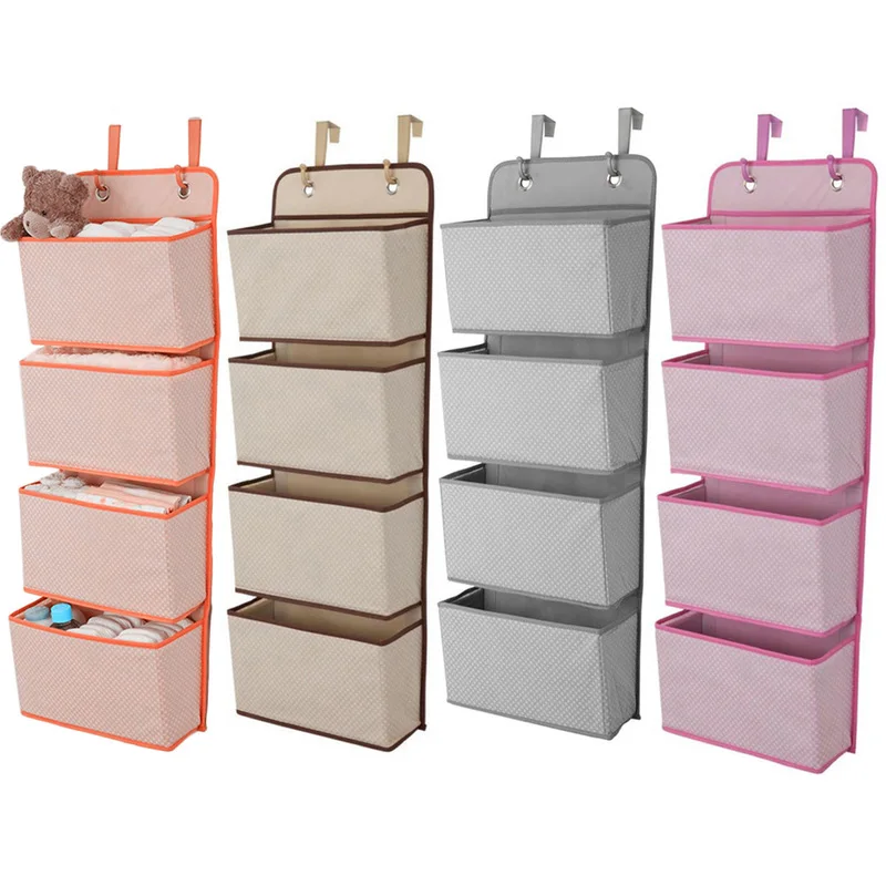 

4 Layers Of Non-Woven Cloth Door Storage Hanging Bag Cloth Wardrobe Storage Sorting Bag Shoe Hanging Bag Wall Closet Organizer