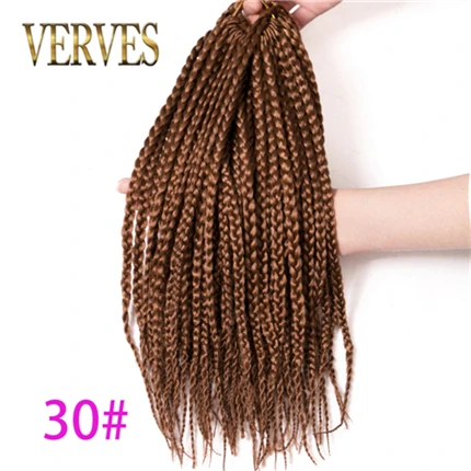 VERVES пряди для наращивания волос 14 ''18'' коробка косички волос 22 пряди/упаковка чистый и Омбре плетение волос Синтетические косички - Цвет: #30