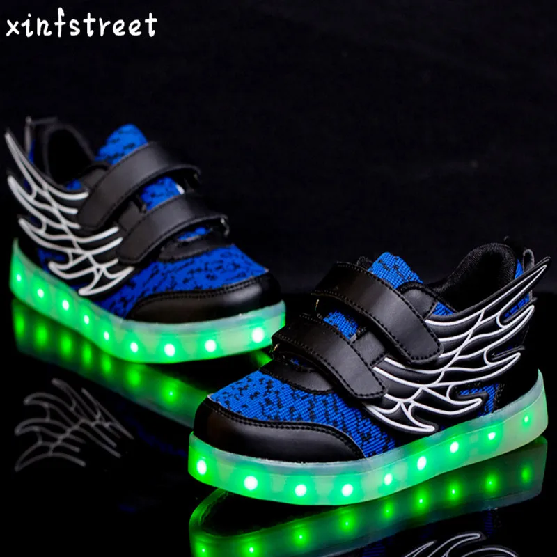 Led Shoes Kids USB Charging Boys Girls Lighting Shoes Wing Luminous