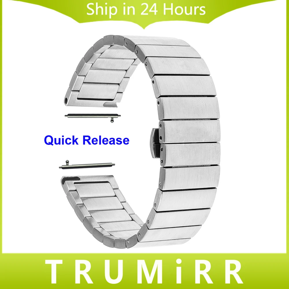 Quick Release Stainless Steel Band for Pebble Time Round 20mm Men Huawei Watch 2 Bradley Timepiece