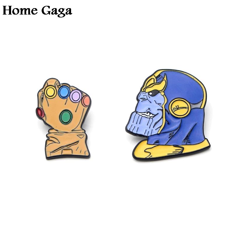 Homegaga Thanos Infinity Gauntlet цинковые значки в виде галстука рюкзак одежда броши для мужчин и женщин шляпа Декоративные значки медали D0969