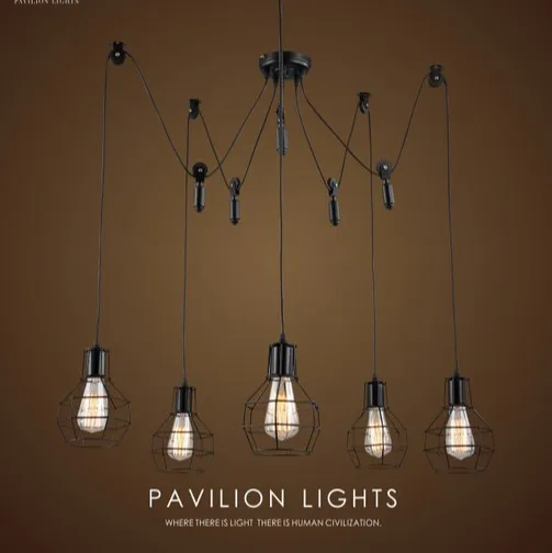 diy industrial lighting. diy loft style lifting cage droplight edison pendant light fixtures vintage industrial lighting for dining room hanging lamp-in lights from diy