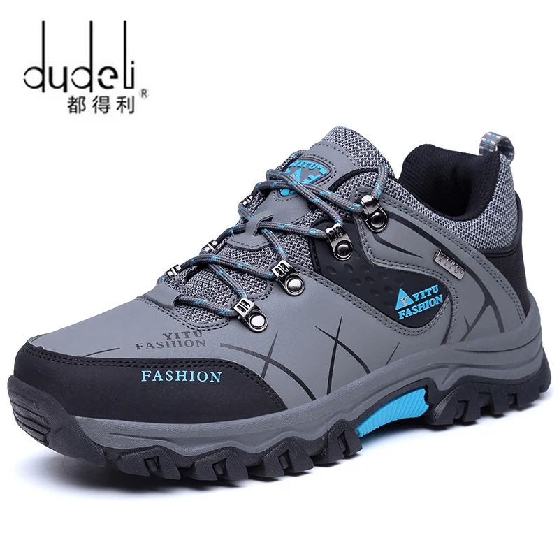 

DUDELI Winter Men Mountain Hiking Shoes Athletic Leather Hunting Boots Outdoor Sport Antislip Climbing Trek Sneakers Big Size
