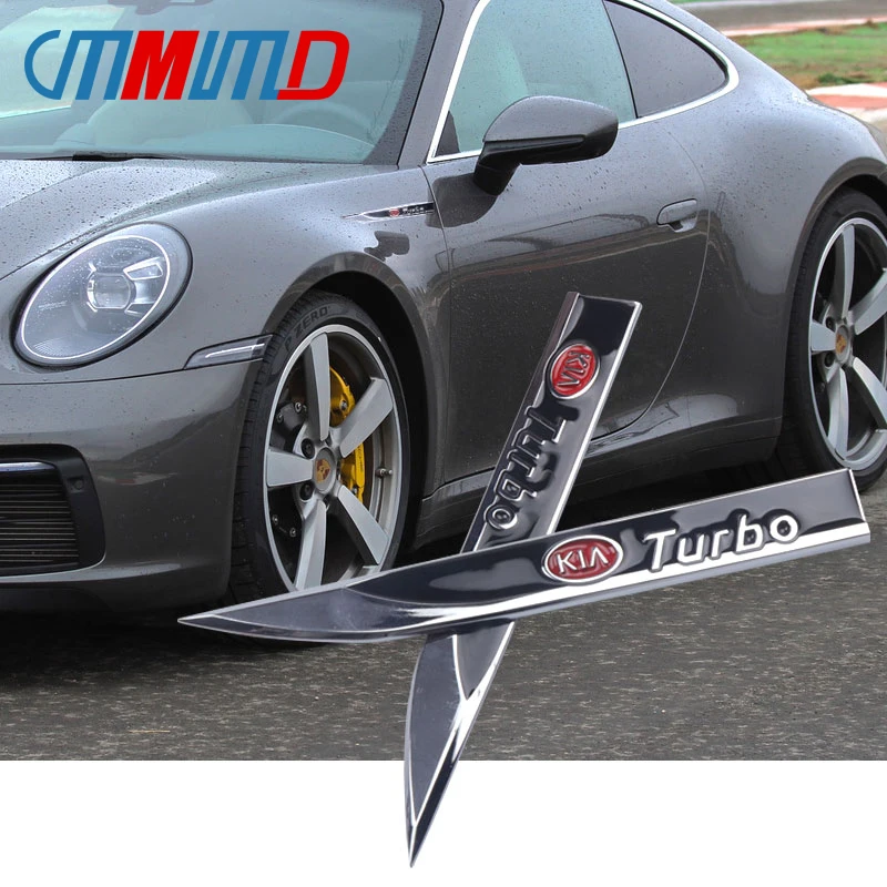 

1pair Car styling 3D Metal Fender Side Sticker turbo Emblem Badge Decals For Kia Ceed Rio Sportage R K3 K4 K5 Sorento Cerat