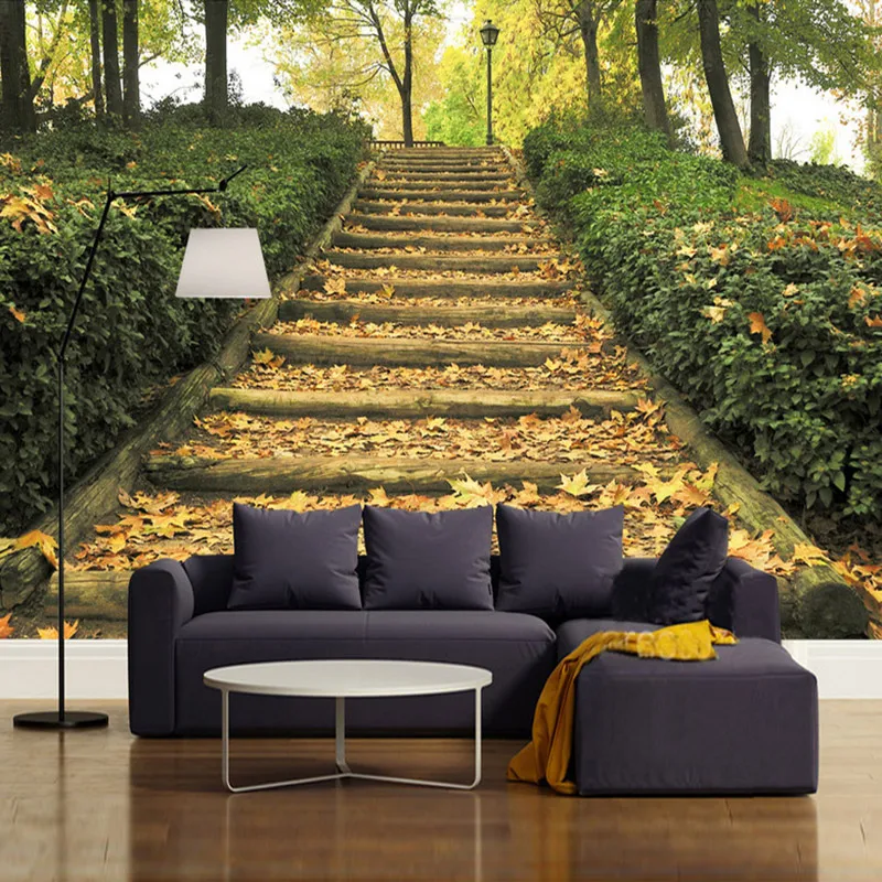 Custom-3D-Photo-Wallpaper-Modern-Forest-Park-Staircase-Ladder-Woods-Mural-TV-Background-Wall-Painting-Home (3)
