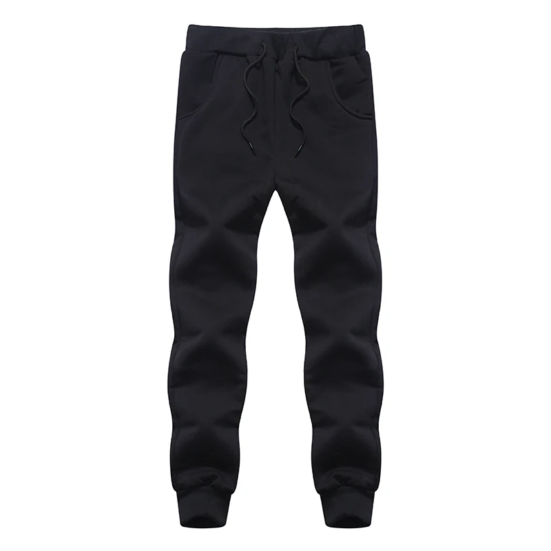 Grandwish, большие размеры, мужские зимние штаны для бега, плотные флисовые штаны для мужчин, однотонные бархатные Мужские штаны для бега, повседневные штаны размера плюс, L-8XL, DA942 - Цвет: Black