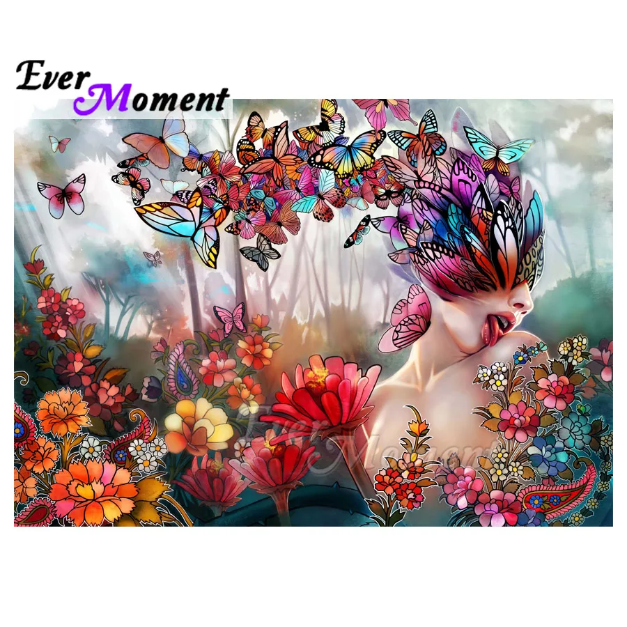

Ever Moment Diamond Painting Scared Woman Flower 5D DIY Rhinestone Mosaic Full Square Drill Diamond Embroidery Decoration 3F1472