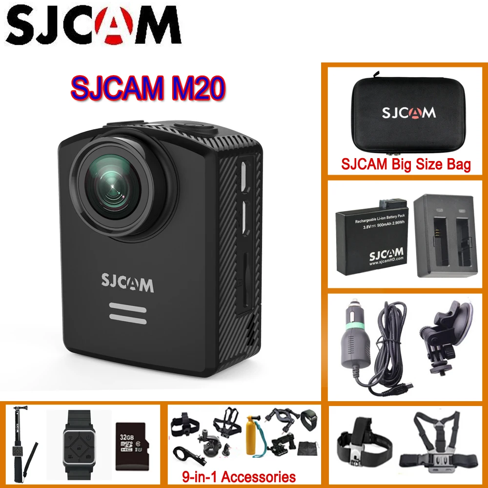 SJCAM M20 гироскоп мини Экшн шлем Спорт DV камера 30 м водонепроницаемый 4 к 24fps 2 к 30fps NTK96660 16MP с RAW формат M20