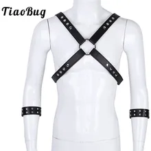 TiaoBug мужские панк готические PU кожаные кольца Грудь Жгут Горячие Сексуальные вечерние Связывание ремень мужской БДСМ Связывание заклепки оснастки повязки