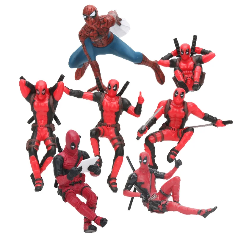 

Marvel the Avengers 7cm Deadpool Action Figure Sitting Posture Model Anime Mini Doll Decoration Pvc Figurine Toys For Boys gift